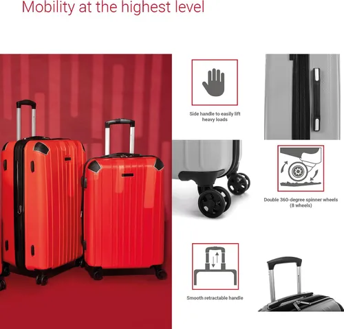 Miniatura 3 de Swiss Mobility PVG Collection - Juego de equipaje rígido de 3 piezas, maletas expandibles con ruedas giratorias de 360 grados, mango retráctil