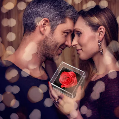 Miniatura 5 de Hicarer Collar con dije de corazón de proyección en 100 idiomas con rosa roja, caja de almacenamiento de joyas, regalos para mamá, mamá, día