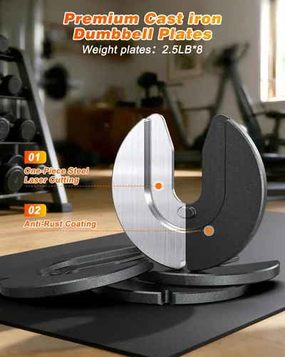 Miniatura 9 de XDDIAS Juego de 2 mancuernas ajustables, juego de mancuernas de 25/55/80 libras, juego de pesas de ajuste rápido, juego de mancuernas de pesas