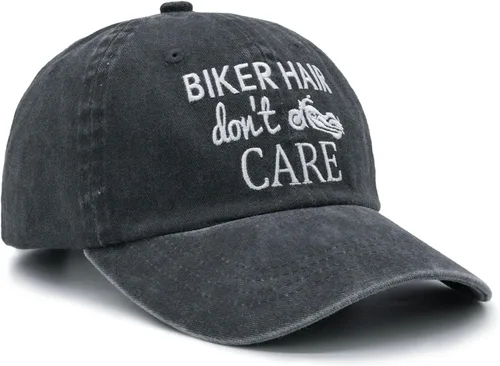 Miniatura 3 de Biker Hair Don't Care - Gorra de béisbol ajustable para mujer, mezclilla lavada