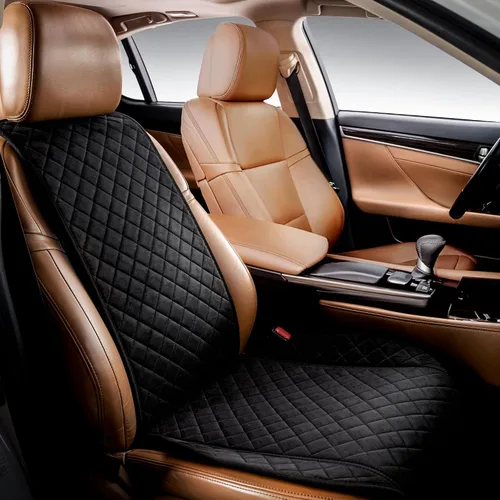 IVICY Funda de asiento de coche de gamuza sintética para automóviles, suave y antideslizante, fundas protectoras de asiento delantero para la NEGRO