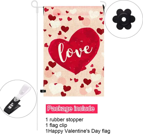 Miniatura 2 de TUPARKA Bandera de jardín para el día de San Valentín, 12 x 18 pulgadas, juego de bandera de jardín para el hogar, decoración para el día de San