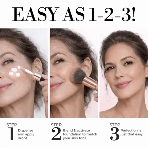 Miniatura 8 de LUMINESS Liquid Mirage - Kit de base de maquillaje con ajuste de color SPF 50, base que cambia de color, base SPF 50 y brocha de maquillaje, 3