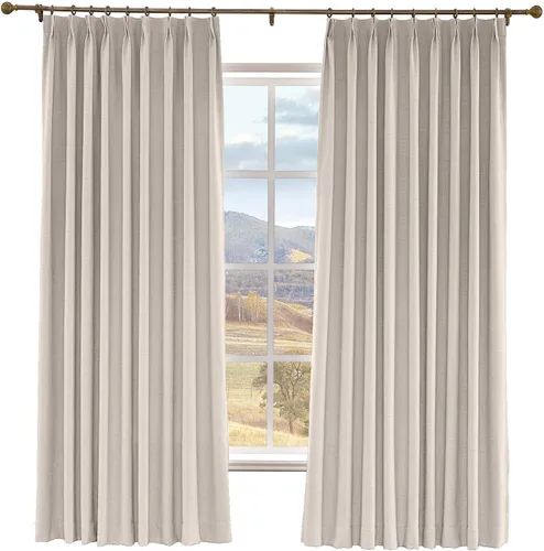 Miniatura 22 de Macochico Cortinas opacas de lino sintético de 52 pulgadas de ancho x 63 pulgadas de largo, panel de cortinas plisadas para dormitorio, aulas