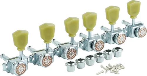 Miniatura 11 de Guyker Cabezales de Máquina de Guitarra con Bloqueo (3R + 3L) – Proporción 1:15 Llave de Afinación Vintage Deluxe con Clavijas de Repuesto