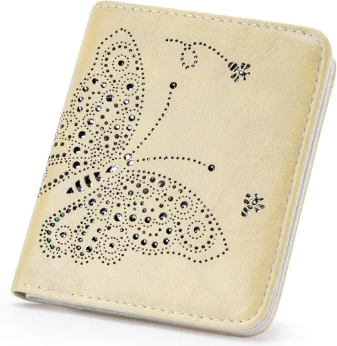 Miniatura 14 de KITEVIUN Pequeña cartera RFID para mujer, ultrafina, delgada, mini, compacta, plegable, con bolsillo, para mujer, púrpura (01-purple)