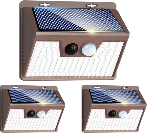 Miniatura 44 de Peasur Luces Solares para Exteriores con Sensor de Movimiento, 140 LED Luz Solar Alimentada por Energía Solar para Cerca Impermeable, 3 Modos