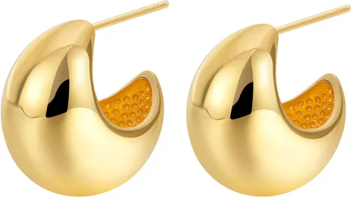 Miniatura 17 de Aretes de aro de oro gruesos para mujer, ligeros, con forma de gota de agua, aretes de aro abiertos y huecos en forma de lágrima, plata y oro