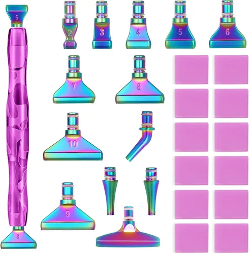 ZYNERY Kit de 30 bolígrafos de pintura de diamante, 13 puntas de acero inoxidable para accesorios de pintura de diamantes con 12 arcilla, bolígrafos