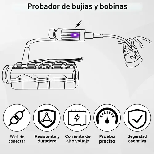 Miniatura 5 de Pruebador de Bujías, Sistema de Probador de Bobina de Encendido Ajustable, Probador de Paquete de Bobina, Herramienta de Probadores de Bujías