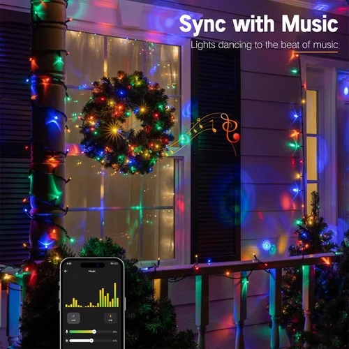 Miniatura 7 de Brizled Luces de Navidad inteligentes, 66 pies, 200 luces LED que cambian de color, aplicación y control de voz, luces de árbol de Navidad Blanco