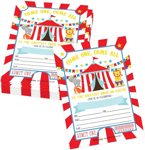 Miniatura 13 de Hadley Designs Invitaciones de cumpleaños para niños y niñas con temática de corral – 25 invitaciones de fiesta de cumpleaños de animales de granja