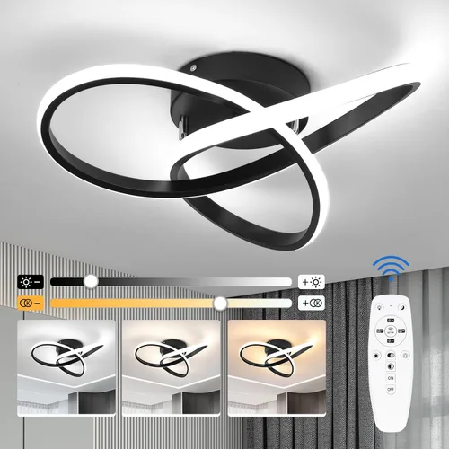 Miniatura 10 de CANEOE Lámparas de techo modernas, lámpara de techo LED de montaje empotrado regulable de 42W con control remoto, diseño creativo cerca del techo