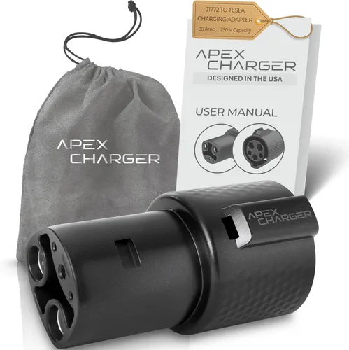 *SOLO PARA TESLA* Conector ApexCharger PRO 1: adaptador J1772 a Tesla. Convierte estaciones de carga de vehículos eléctricos de CA portátiles,