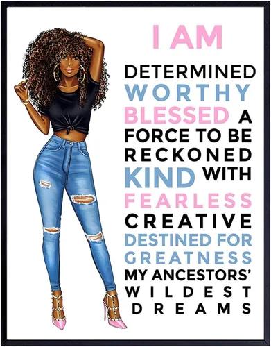 Miniatura 9 de Arte de pared negro motivacional para mujeres latinas hispanas étnicas afroamericanas, citas inspiradoras positivas, póster de decoración del hogar