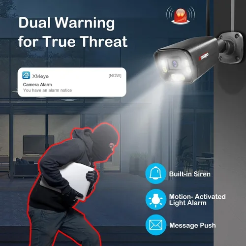 Miniatura 5 de Sistema de cámara de seguridad inalámbrica 4K, cámara WiFi enchufable de 8 piezas para interiores y exteriores, advertencia dual, audio de 2 vías