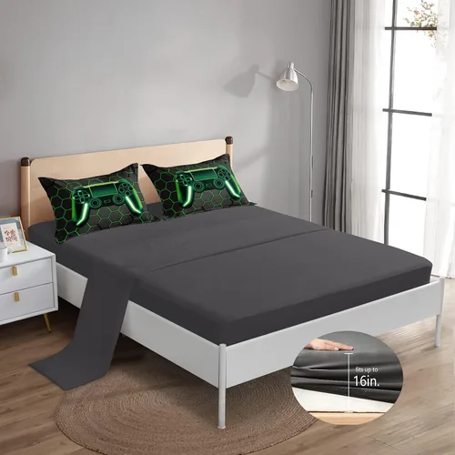 Miniatura 4 de ROWADALO Juego de ropa de cama de 5 piezas para niños, juego de edredón para niños jugadores, tamaño individual, juego de edredón de videojuegos