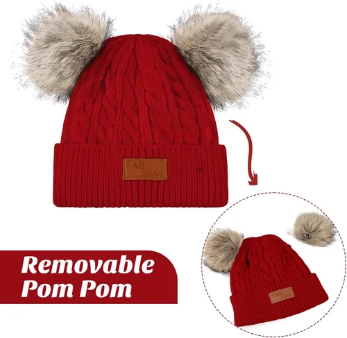 Miniatura 3 de Century Star Toddler Beanie Baby Girls Winter Hat - 6-36 Months Warm Knit Pom Pom Hats for Gils Boys