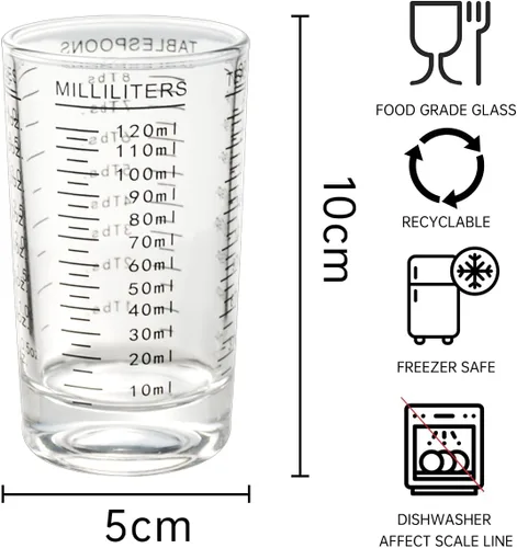 Miniatura 3 de BCnmviku Vaso medidor, vaso de chupito, 4 onzas/4.1 fl oz, líquido pesado, vaso de vidrio de alta expreso, línea negra (1, negro)