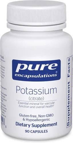 Pure Encapsulations Potasio (Citrato) - Suplemento de Electrolito Esencial para Apoyar la Función Nerviosa y Muscular, Adrenales, Hormonas, Salud