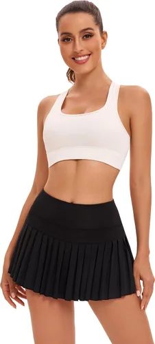 Miniatura 6 de Yknktstc Paquete de 3 faldas de tenis para mujer con bolsillos de cintura alta, pantalones cortos atléticos plisados para deportes y golf