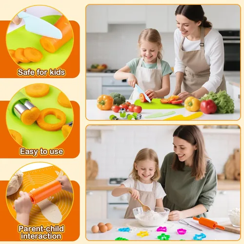 Miniatura 4 de EFO SHM Juego de Cocina para Niños de 52 Piezas, Juguetes de Cocina de Juego de Simulación Montessori para Cocinar y Hornear de Verdad, Juego