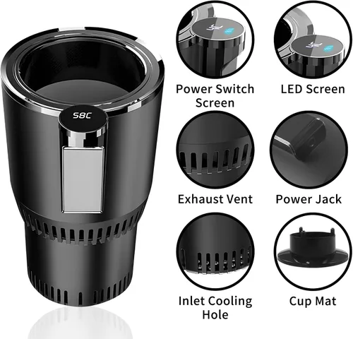 Miniatura 5 de Calentador inteligente para automóvil y tazas frías Portavasos para automóvil Tazas de calentamiento térmico rápido Tazas de enfriamiento rápido