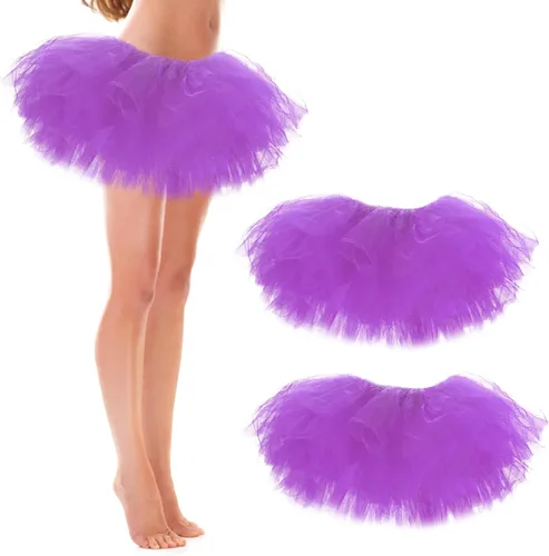 Miniatura 35 de Paquete de 3 faldas tutú para mujeres, adolescentes y adultos, 5 capas hinchadas clásicas de tul para mujeres, ballet, correr, fiesta, disfraz