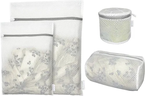 4 bolsas de malla de panal para ropa delicada con cremallera, bolsas de lavado de ropa para ropa interior, lencería, brasier, blusa, medias,