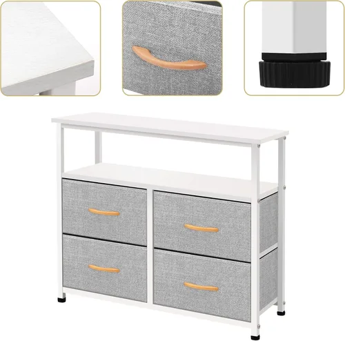 Miniatura 5 de Cómoda de almacenamiento con estantes para dormitorio, sala de estar, pasillo, organizador de armario con marco de acero resistente, estante