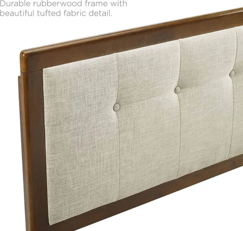 Miniatura 6 de Modway Draper - Cabecera capitoné de tela y madera en color beige nogal