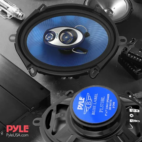Miniatura 5 de Altavoz de sonido de coche de 5" x 7" (par) – Cono de inyección de poliéster azul mejorado de 3 vías 300 vatios con borde de goma de butilo