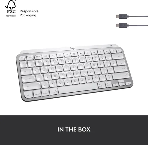 Miniatura 12 de Logitech MX Keys Mini - Teclado inalámbrico minimalista para Mac, compacto, Bluetooth, teclas retroiluminadas, USB-C, escritura táctil, compatible