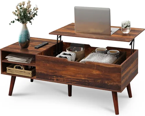 Miniatura 17 de WLIVE Mesa de centro con tapa elevable para sala de estar, mesa de centro pequeña con almacenamiento, estante ajustable y compartimento