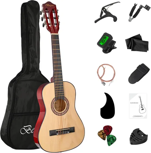 Miniatura 19 de Guitarra Acústica Negra para Principiantes de 30 pulgadas, Paquete de Inicio, Guitarra para Estudiantes/Niños con Funda, Correa, 2 Púas, Cuerdas