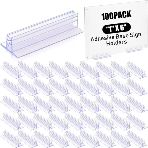 Miniatura 15 de Fulmoon 100 Piezas Soportes para Letreros, Base Adhesiva Soportes para Letreros Múltiples Usos para Mostradores, Almacenes, Soportes de Base