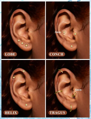 Miniatura 5 de Aretes de nariz de acero quirúrgico 316L, 20G, 18G y 16G, sin rosca, aretes de lóbulo para cartílago, cartílago, oreja, labio, piercing para mujeres