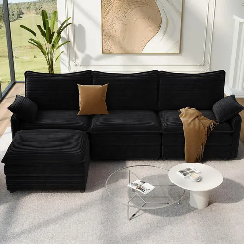 Miniatura 75 de Vesgantti Sofá modular de 108 pulgadas, cómodo sofá de nube con asiento profundo otomano movible, sofá modular en forma de L, sofás seccionales