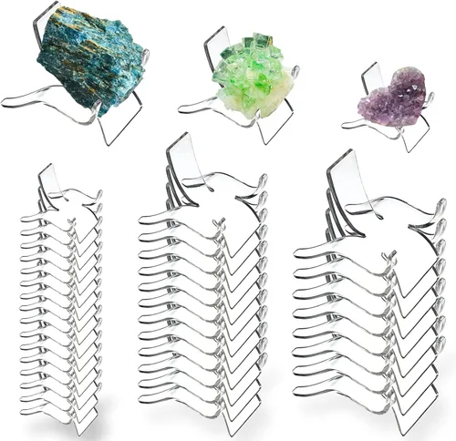 36 soportes de exhibición de roca mineral, 3 tamaños, soporte de roca acrílica, pequeño, coleccionable, para exhibición de cristal, roca mineral,