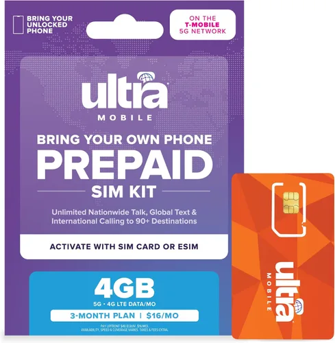 Miniatura 11 de $49/mes. Plan telefónico prepago Ultra Mobile con llamadas, mensajes de texto y datos ilimitados durante 1 mes (kit de tarjeta SIM 3 en 1)