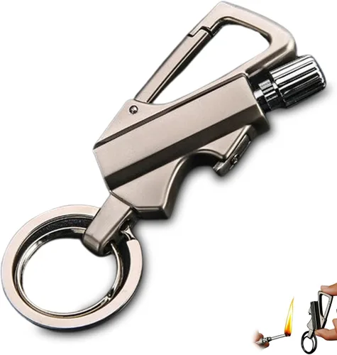 Consensuts Lighter-Consensuts - Encendedor infinito permanente con llavero multiherramienta abridor de botellas para exteriores (F)