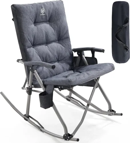 Miniatura 11 de EVER ADVANCED Silla de camping basculante plegable extragrande, silla de columpio portátil acolchada para patio, césped y exteriores, sillón duro
