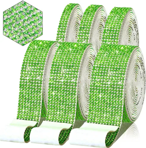 Miniatura 13 de 6 rollos de cinta de diamantes de imitación autoadhesiva con diamantes de imitación de 0.079 pulgadas (0.079 in) para manualidades, decoración de AB