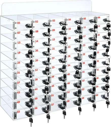 Miniatura 9 de Threan Caja de almacenamiento para teléfono celular de 12 ranuras, gabinete de almacenamiento de acrílico transparente para teléfono celular montado