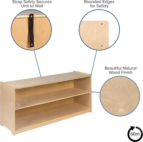 Miniatura 7 de Flash Furniture Hercules - Armario de madera de 2 secciones para el aula escolar para uso comercial o doméstico, seguro, diseño apto para niños, 24