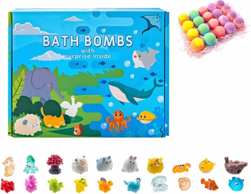 Bombas de baño para niños con sorpresa en el interior, paquete de 20 bombas de baño para niños, relleno de cesta de Pascua, regalos de Pascua para