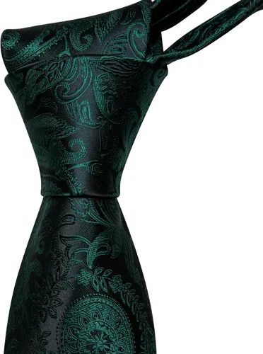 Miniatura 27 de Barry.Wang - Juego de corbata de seda para hombre, diseño de cachemira, pañuelo y gemelos de bolsillo