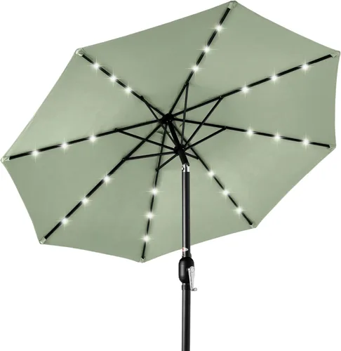 Miniatura 46 de Best Choice Products Solar Polyester LED Lighted Patio Umbrella w/Tilt Adjustment and UV-Resistant Fabric Gris niebla