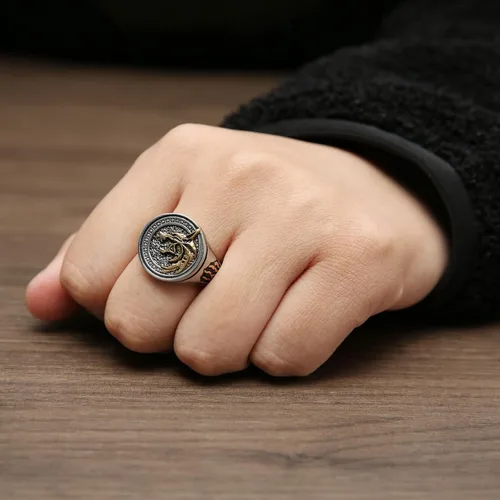 Miniatura 4 de HZMAN Anillo de lobo vikingo nórdico para hombre, acero inoxidable, retro, mago, guerrero, cazador, cabeza de lobo y pata de lobo, joyería de regalo