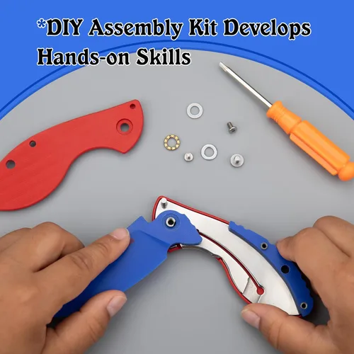 Miniatura 5 de Cuchillo de bolsillo JIN Starry, kit de fabricación de cuchillo plegable DIY, juguete seguro para jugar, cuchillos para niños, mango de hoja G10